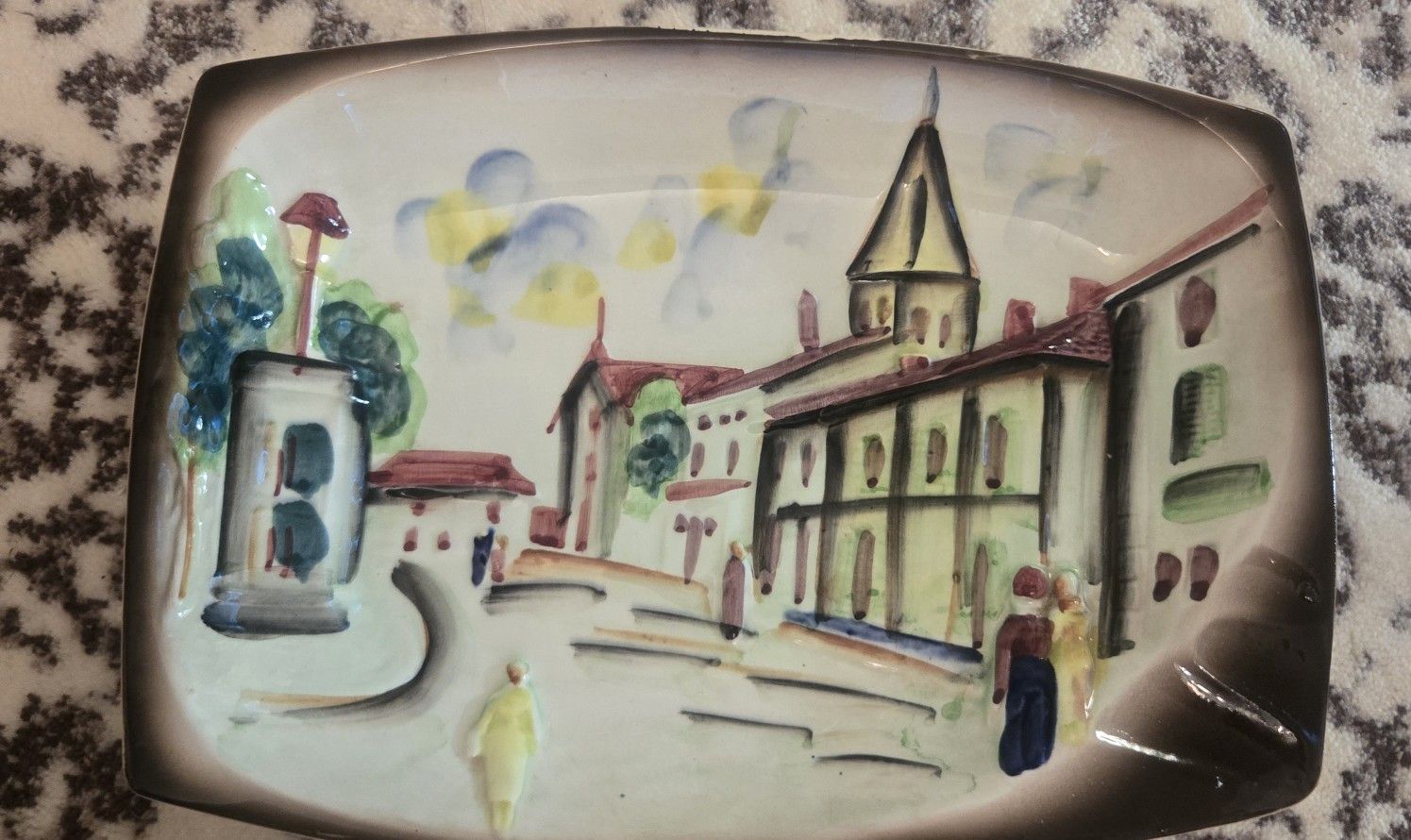 Vintage Wales Japan Hand Painted High Relief City
Landscape Platter
