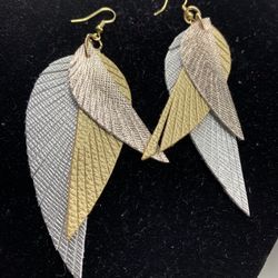 Leather Feather Earrings
