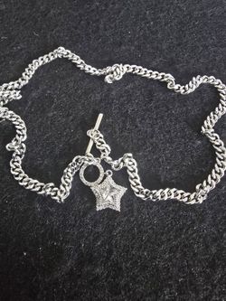 Stainless Steel CZ Star Necklace 