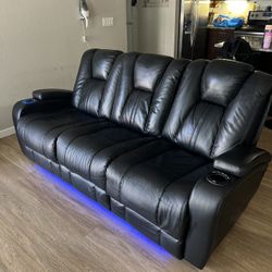 Leather Reclining Movie Theater Couch 