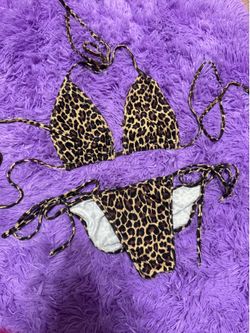 New Small leopard bikini swimsuit y2k goth gothic emo festival outfit punk top No size tag. Low rise with scrunch bottom piece is old stock from early