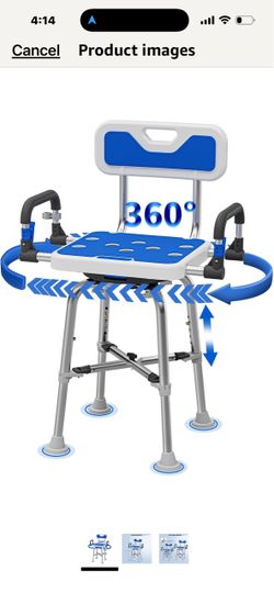 360° Swivel Shower Chair with Arms and Back