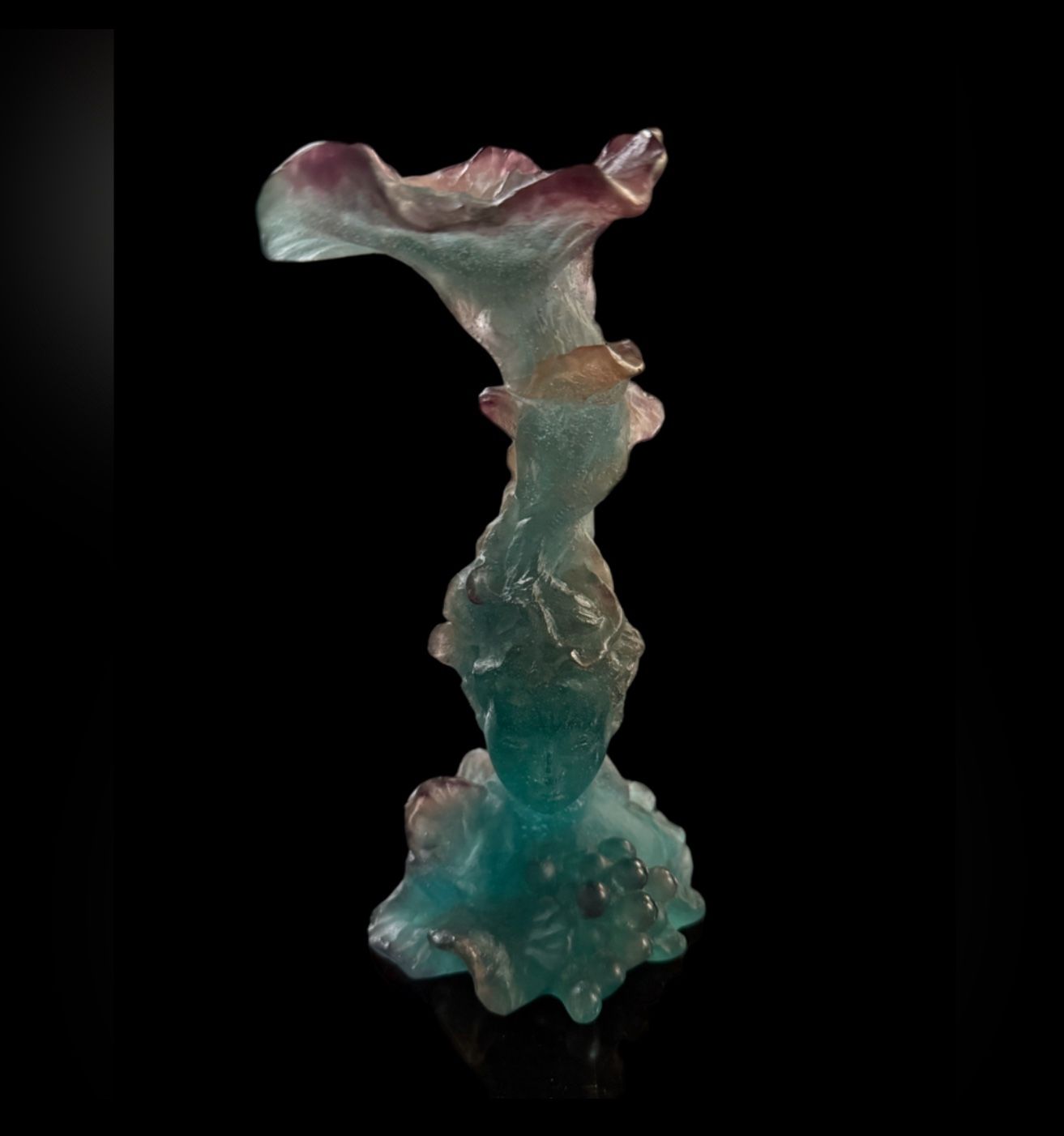 DAUM Figural Pate De Verre "Bacchus" Candlestick, France, 8in