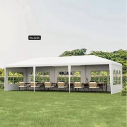 10x30 Ft Heavy Duty Party Tent - Event Tent with 6 Sidewalls & 2 Zippered Doors, Ideal for Outdoor Weddings, Parties & Backyard Events,White