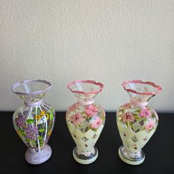 Vintage Hand-Painted Glass Vases by Tracy Porter (1985y)