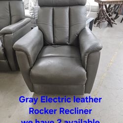 Recliner Electric Gray LeatherWe are located at 2811 East Bell road. Another Time Around Furniture.
