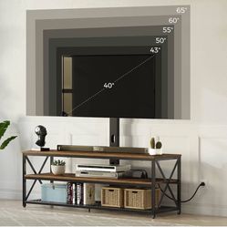 Soporte de TV con soporte y toma de corriente para una tv asta 65” , soporte