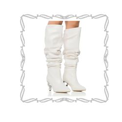 Azalea Wang  Rosier White Heel Boots