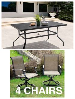NEW Nuu Garden Textilene Dining Swivel Chair Set of 5 (4 Chairs and Table)