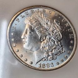 Carson City Mint 1883 CC Morgan Silver Dollar $1. Blast White
