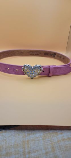 GIRLS JUSTIN LEATHER PINK BELT WITH RHINESTONE HEART MADE IN USA SIZE 26