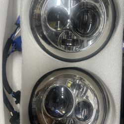 Pair of Chrome Headlights Led High And low Beam 