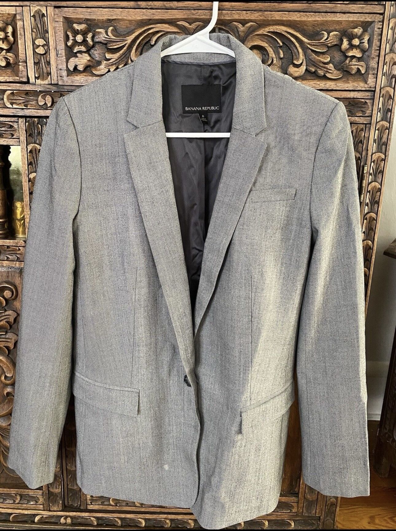 BANANA REPUBLIC Lined Gray 1 Button Closure Jacket~Size 8