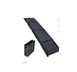 Folding, portable ramp for large or small dogs, suitable for cars and homes. Size 63”L x 17.5”W, supports up to 200 lbs. made of aluminum