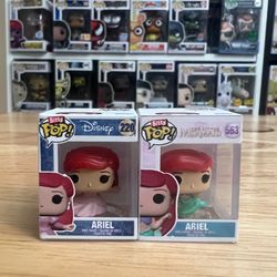 2 BITTY Ariel 1" Funko Pops RARE CHASE Human Pink Dress #220 #563 Little Mermaid