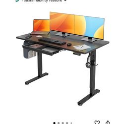 Claiks Standing Desk with Drawers, 55x24 Inch Electric Adjustable Height Stand Up Desk Computer Workstation, Black