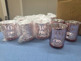 Set of 12 Happy 40th Rose Gold Votives/Shot Glasses