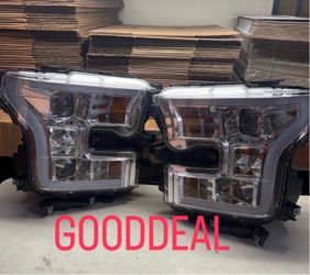 2015-2017 Chrome Dual Square white led bar Projector Headlights For Ford F150 f-150 head light lamp