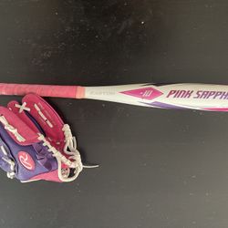 Kids Softball Bat and Glove. 