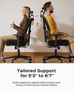 Ergonomic Office Chair With Wide Thick Seat Cushion, Adjustable Lumbar Support And Backrest