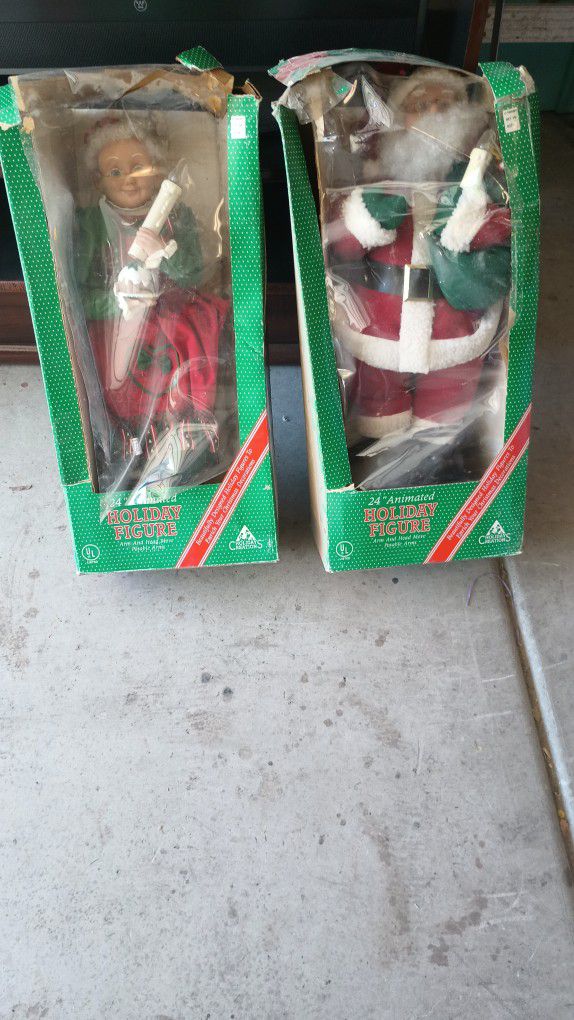 24 Inch Animated Holiday Figure Santa And Mrs. Clause 