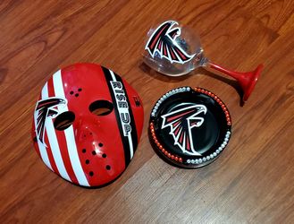 Atl Falcons mancave set- custom 🍷+ mask + ash tray - great 🎁4 any occasion - made 2 order - shipping available nationwide