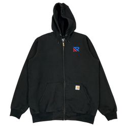 Carhartt K122 Hoodie Mens Medium M Black Midweight Zip Up Sweatshirt Loose Fit