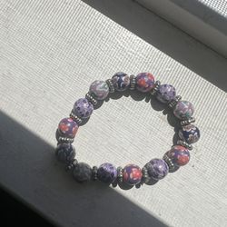 Purple and silver flower bracelet 