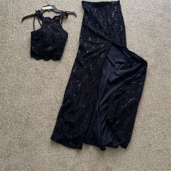 formal 2 piece dress & long slit skirt