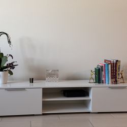 White TV Stand with Drawers & Shelving