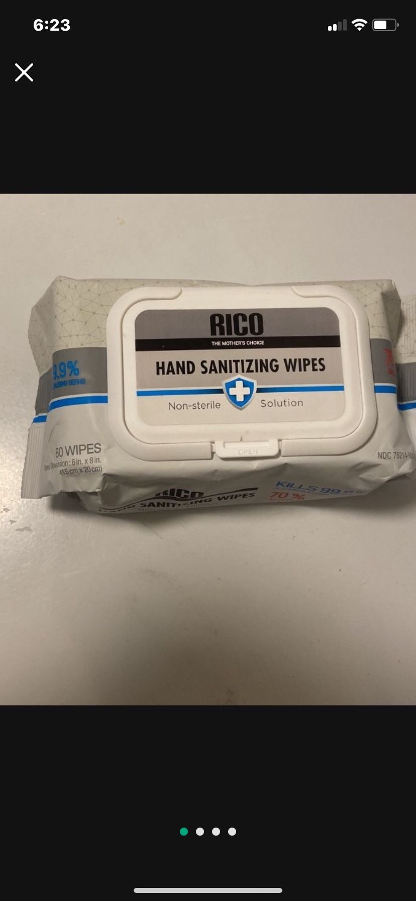 Rico Hand Sanitizer Wipes 80 Pack