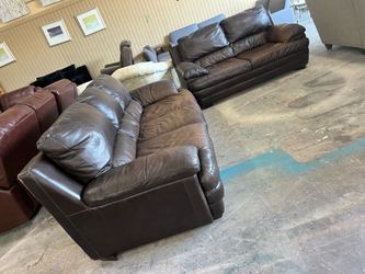 Leather sofa & loveseat