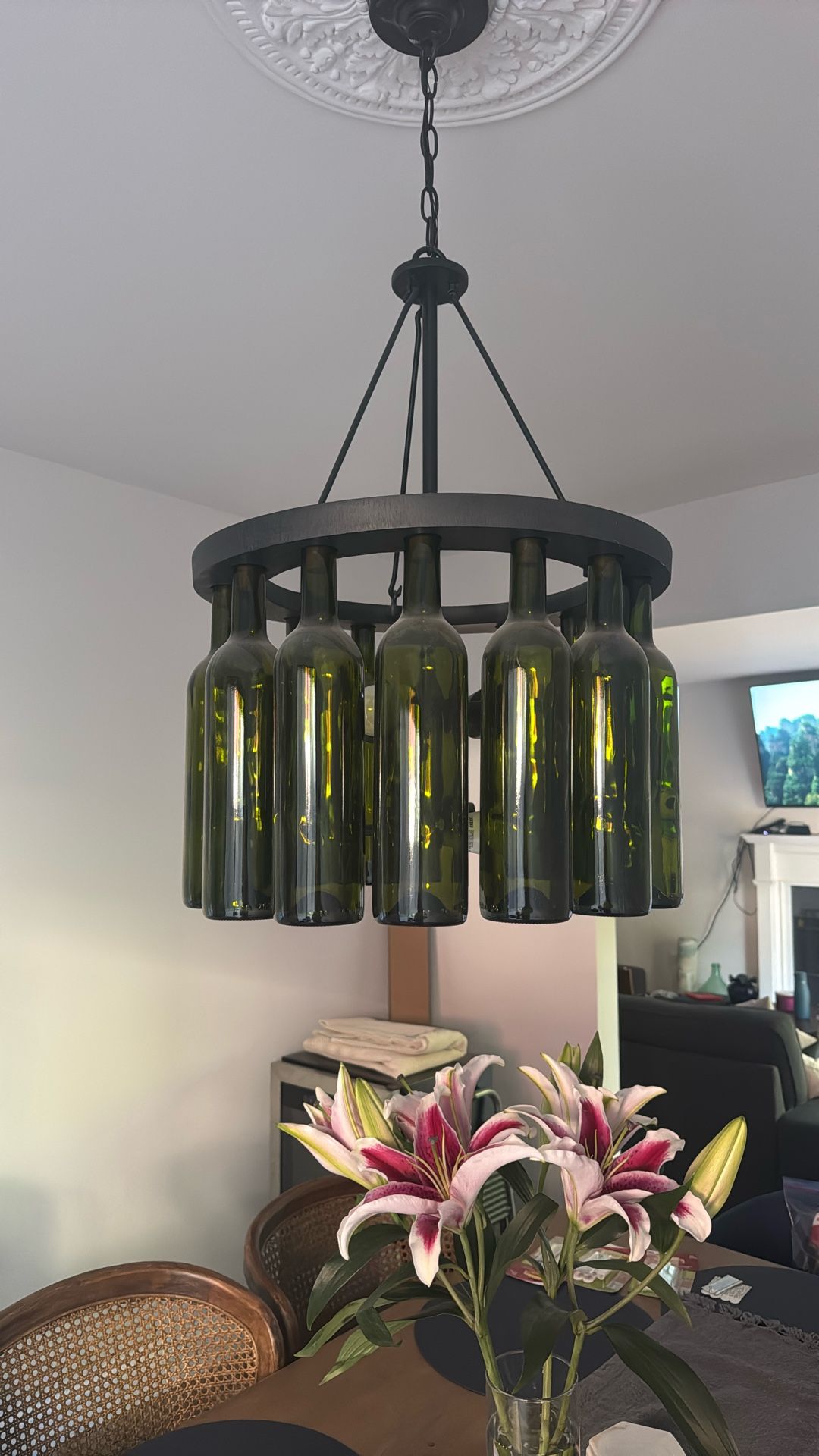 Wine Bottle Chandelier