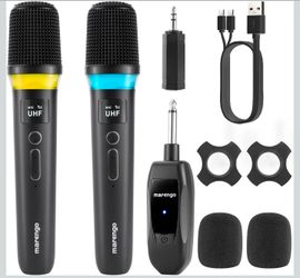 Rechargeable Cordless Karaoke Microphone with One-to-One Chip Connection, LED Lights, 40H Duration, 200FT,