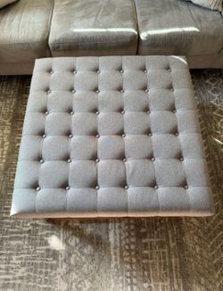 Gray and cheery wood ottoman