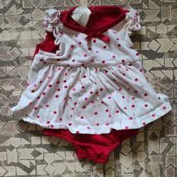 First Impressions 0-3M Girl's Snapbutton Red and White Polka Dot Bodysuit