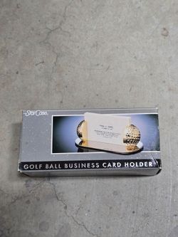 Vintage StarCase Gold Golf Ball Business Card Holder Executive Desk Decor NOS