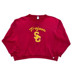 Vintage Y2K USC Trojans Russell Athletic Crewneck Sweatshirt Size XXL