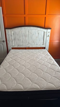 Full/Queen Bed Frame with Headboard and Mattress