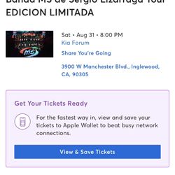 Boletos 8/31 BANDA MS
