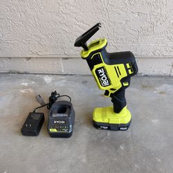 RYOBI ONE+ HP 18V Brushless Cordless Compact One-Handed Reciprocating Saw With Battery And Charger 