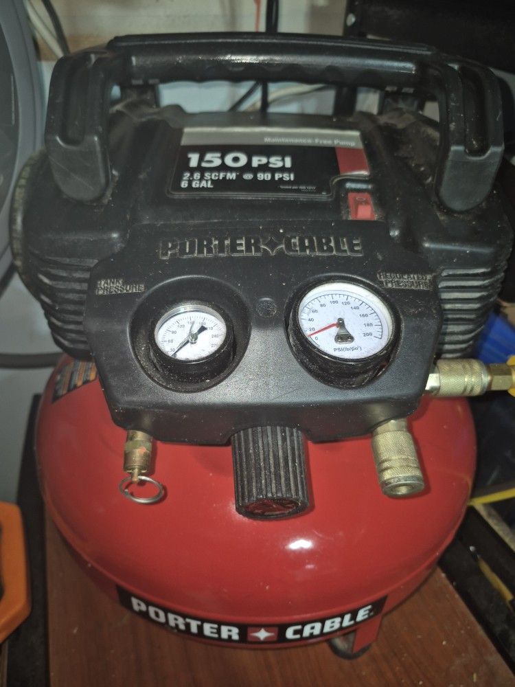 In perfect condition Porter Cable Pancake Air Compressor — 6 Gallon, 2.6 SCFM @ 90 PSI