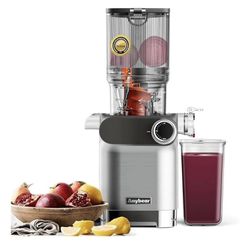  New Cold Press Juicer, 200W Masticating Slow Juicer 4.3" Large Feed Chute Fit Whole Fruits Vegetable