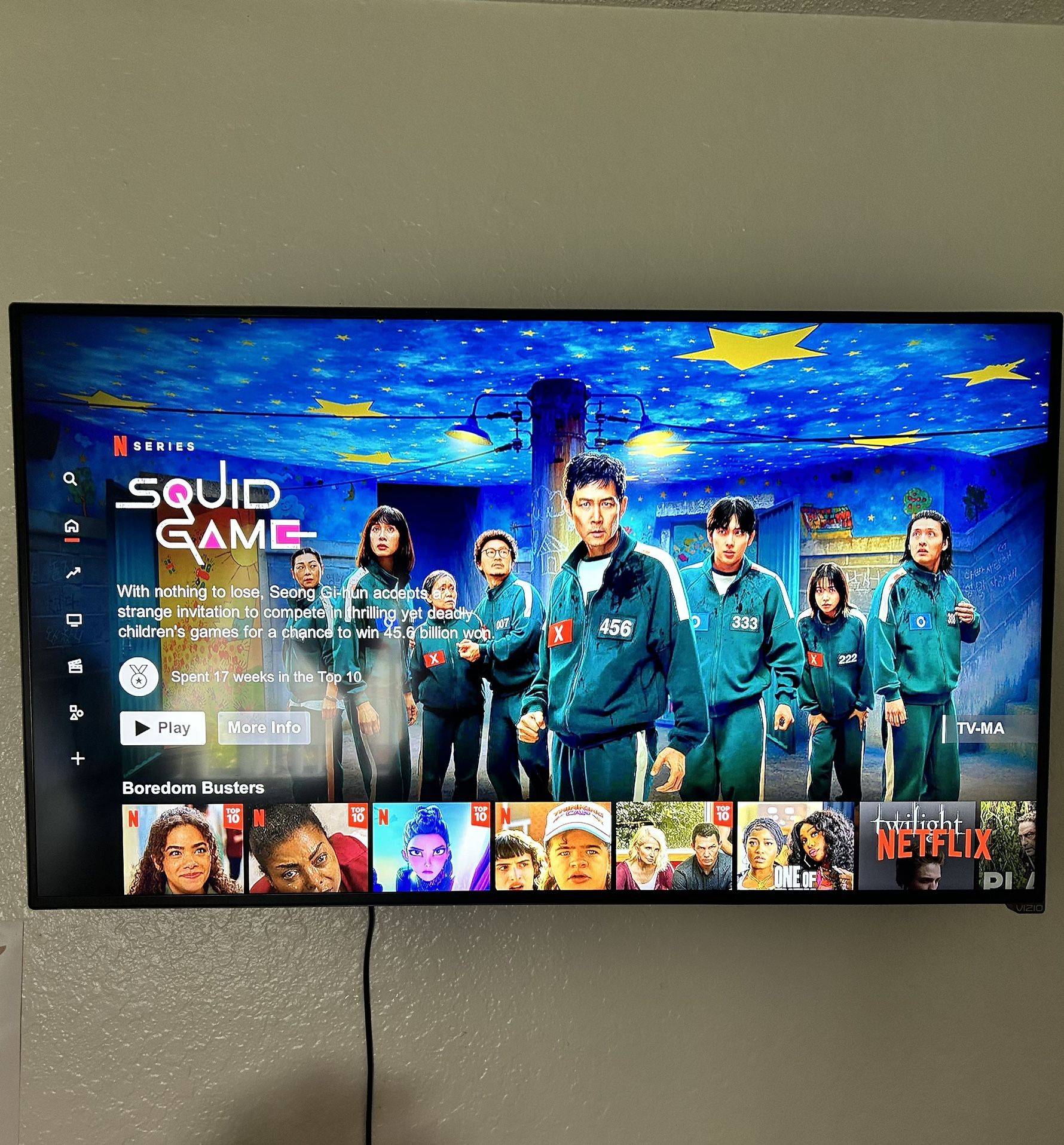 Vizio 50 Inch TV, Remote, Wall Mount