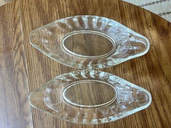 Clear Glass Oval Serving Dishes Set of 2