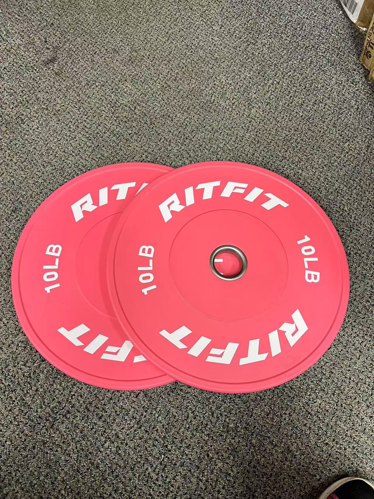 🥨RITFIT Pink Weight Plates, 2 Inch Olympic Barbell Weight Plate, Bumper Plates With Steel Insert, Pink Weights for Gym and Home