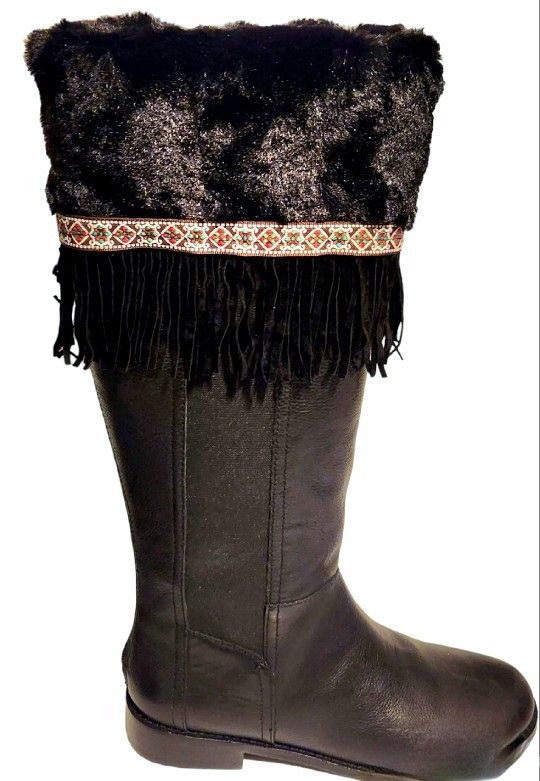 Fur Boot Cuffs, Suede Boot Toppers, Fringe Boot Toppers Black Brown Grey