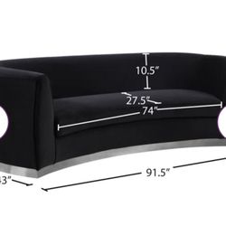 Curved Black Sofa 