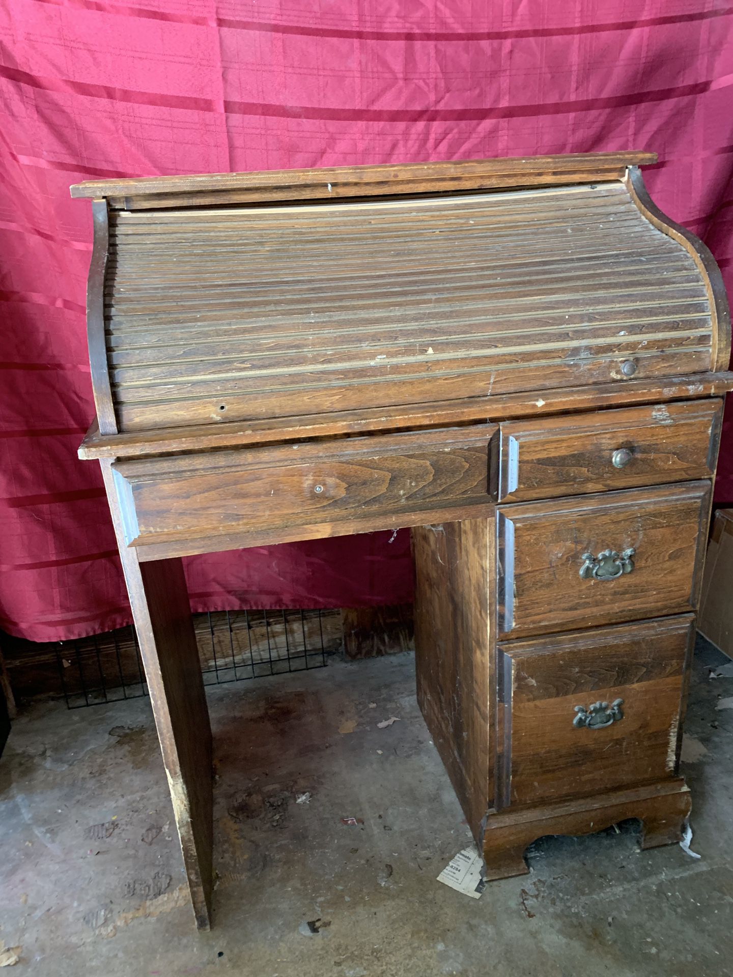 Desk antique wood type with slide