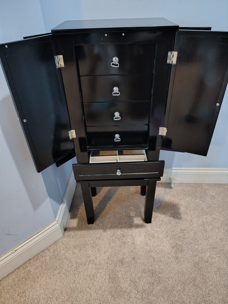 Six Drawer Tall Jewelry Armoire